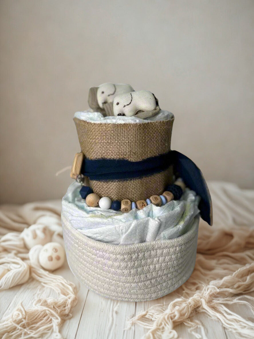 Windeltorte Blau mit Korb - Small Lights Shop