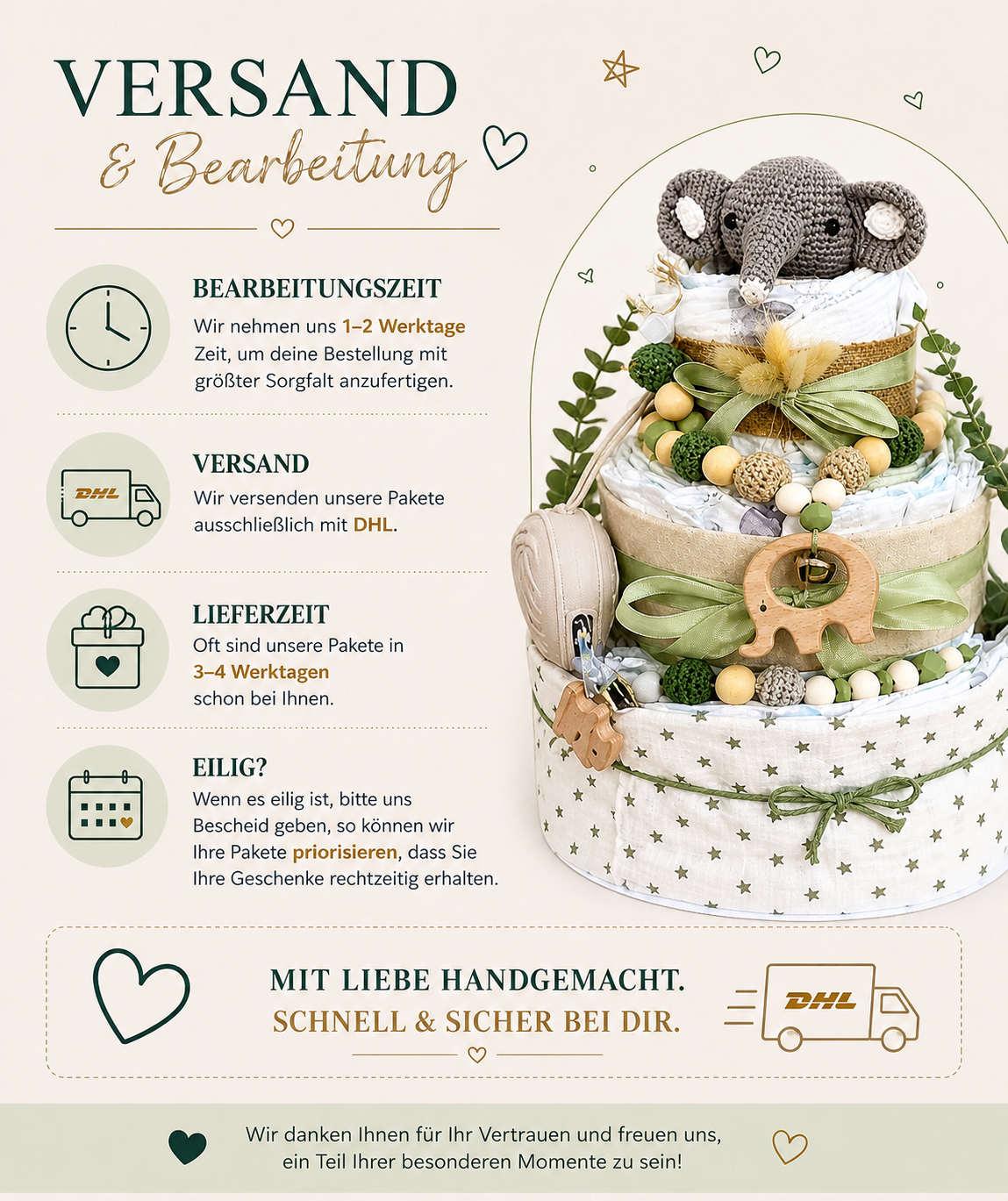 Windeltorte neutral Tiere