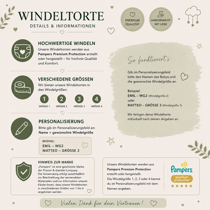 Windeltorte neutral Tiere