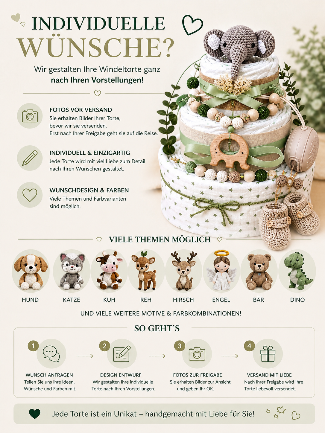 Windeltorte neutral Tiere