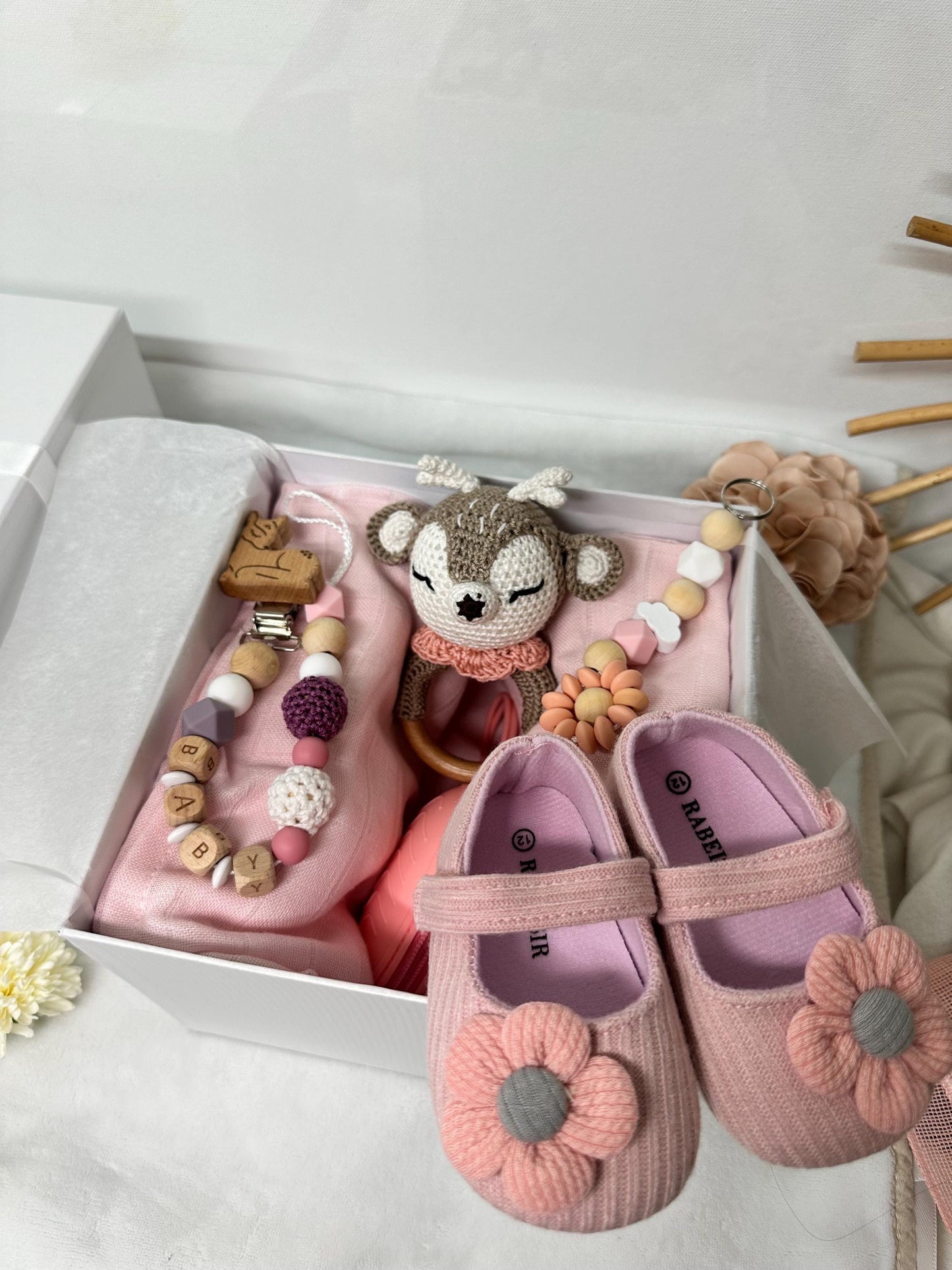 Babygeschenkset, Babygeschenkbox Reh