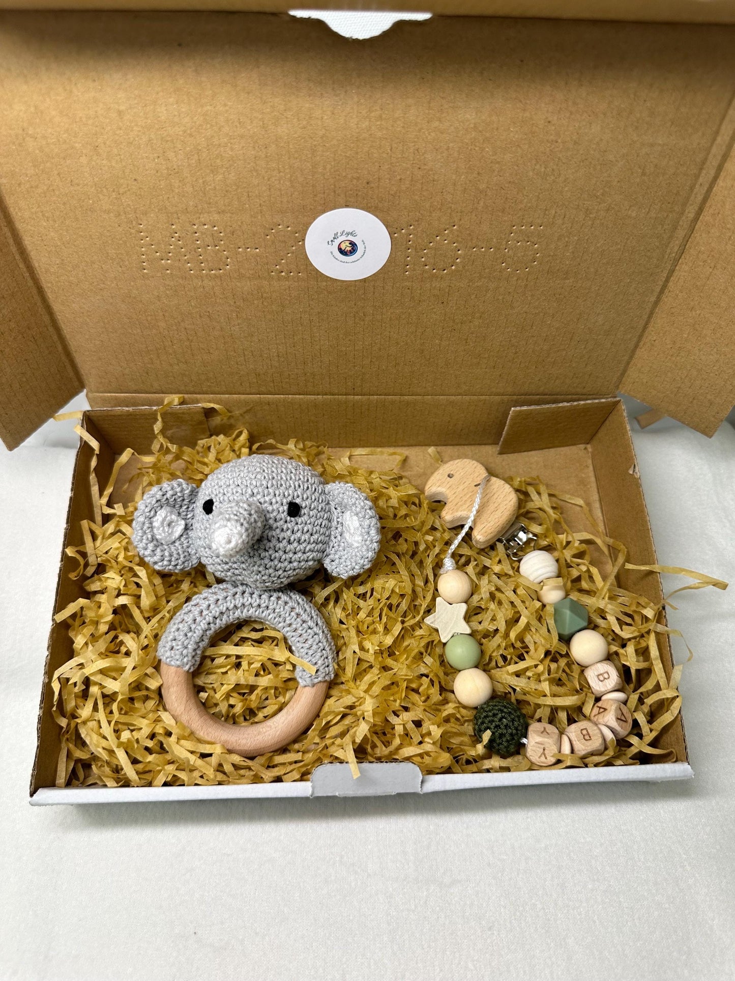 Babygeschenkset, Babygreifling und Schnullerkette, handgemacht, auch peronalisiert