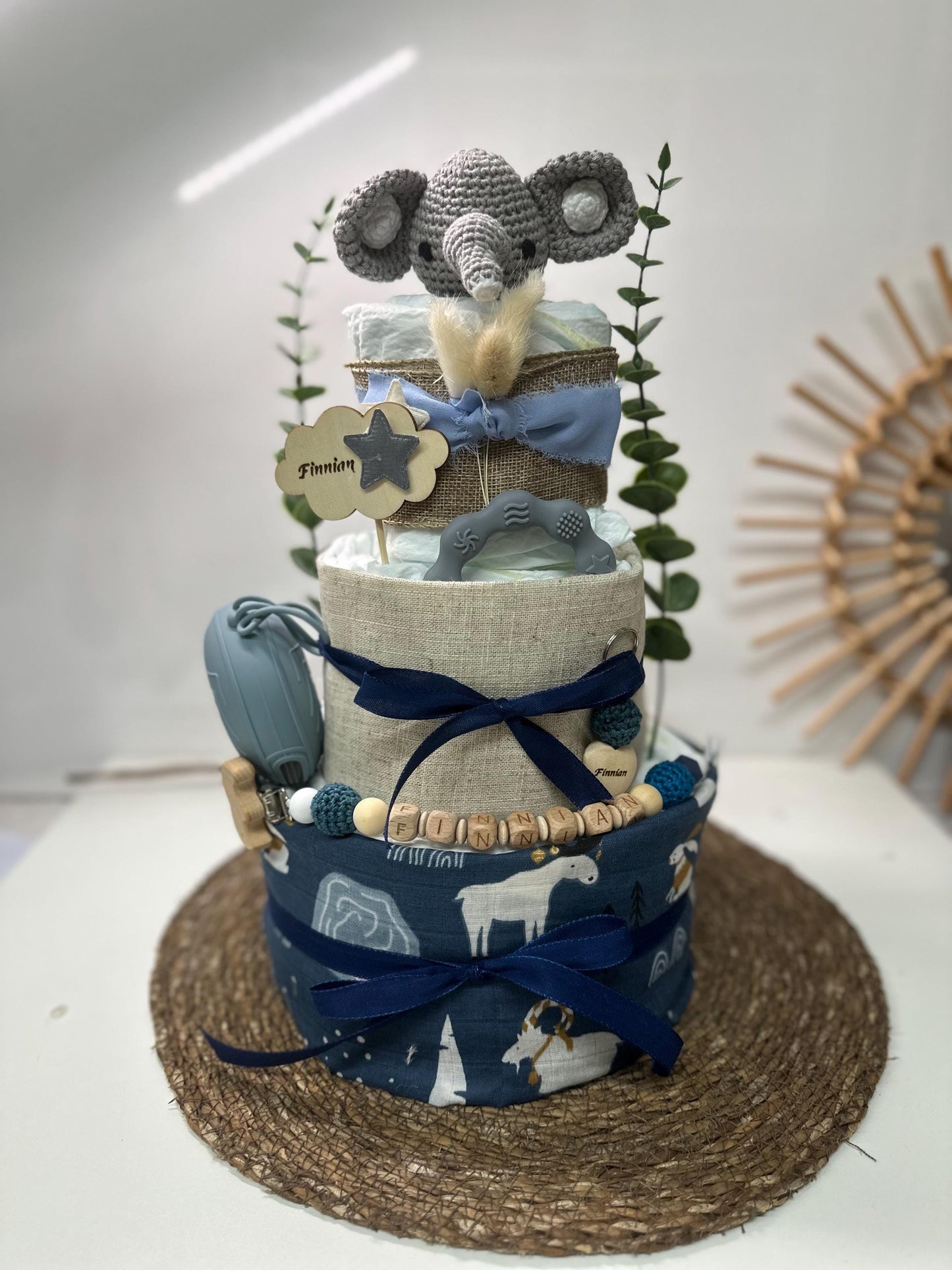 Windeltorte blau, Windeltorte Junge, Elefant