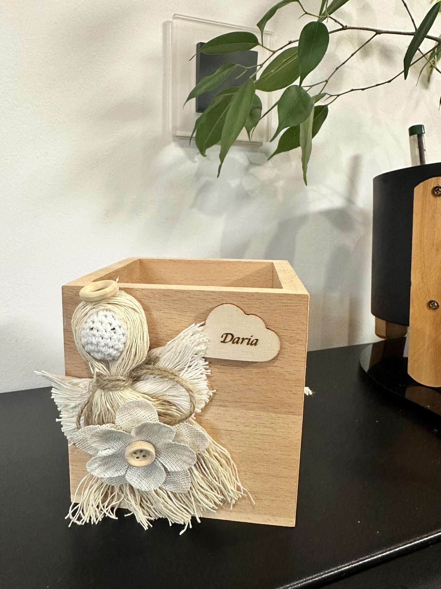 Stiftehalter personalisiert mit Boho Engel handgemacht