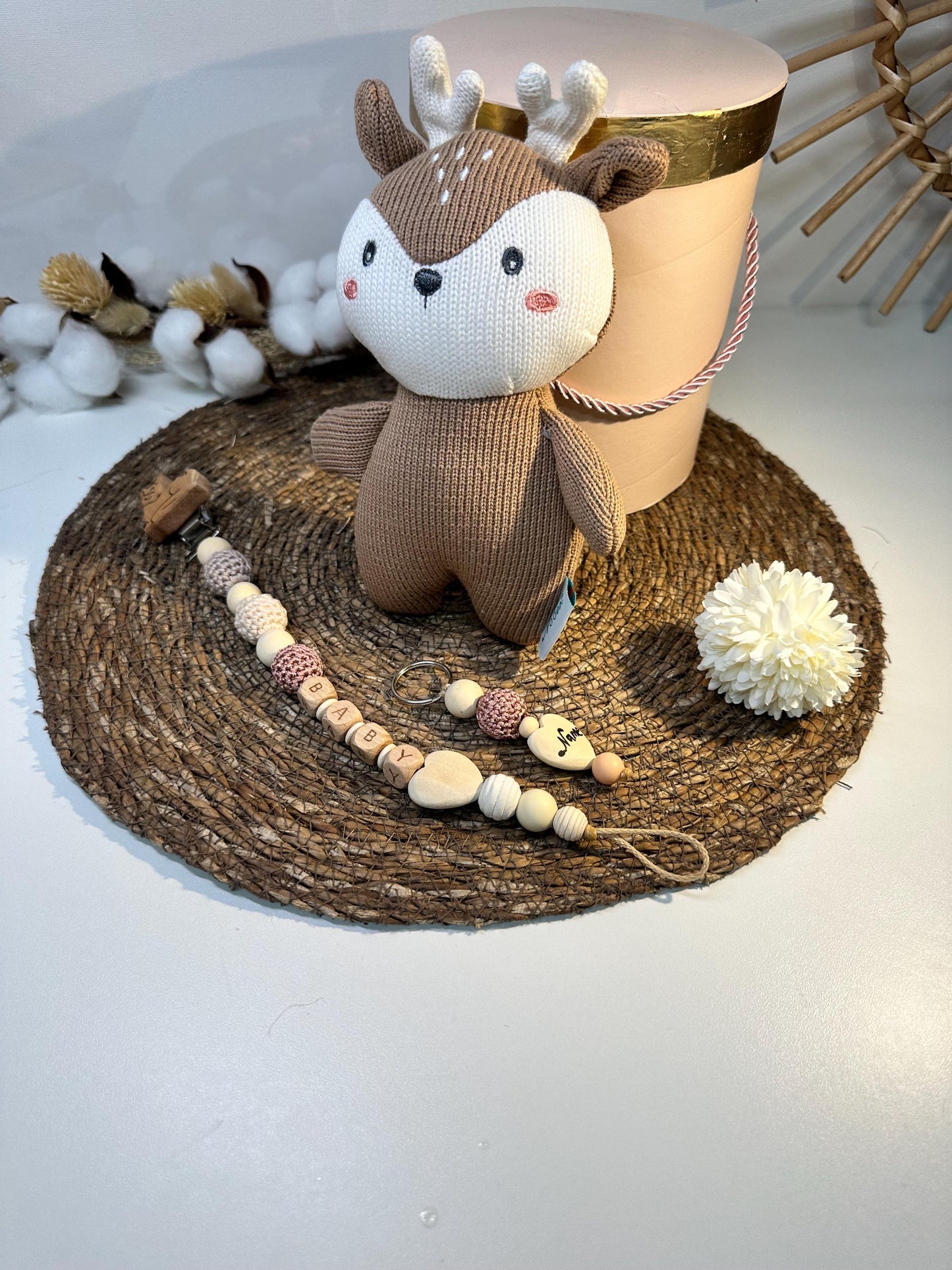 Baby Geschenkset Reh, Babygeschenkbox mit Kuscheltier und Decke