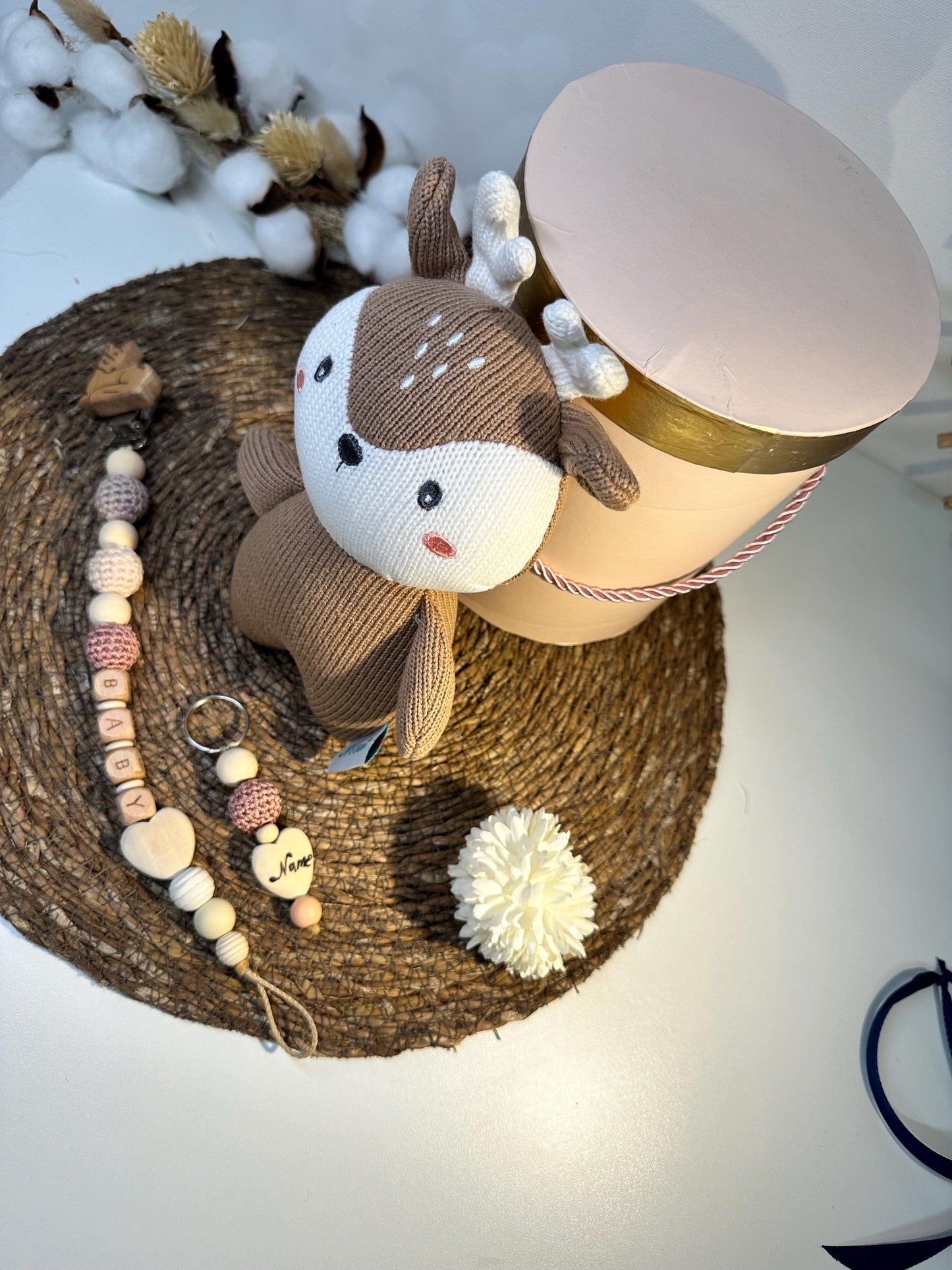 Baby Geschenkset Reh, Babygeschenkbox mit Kuscheltier und Decke