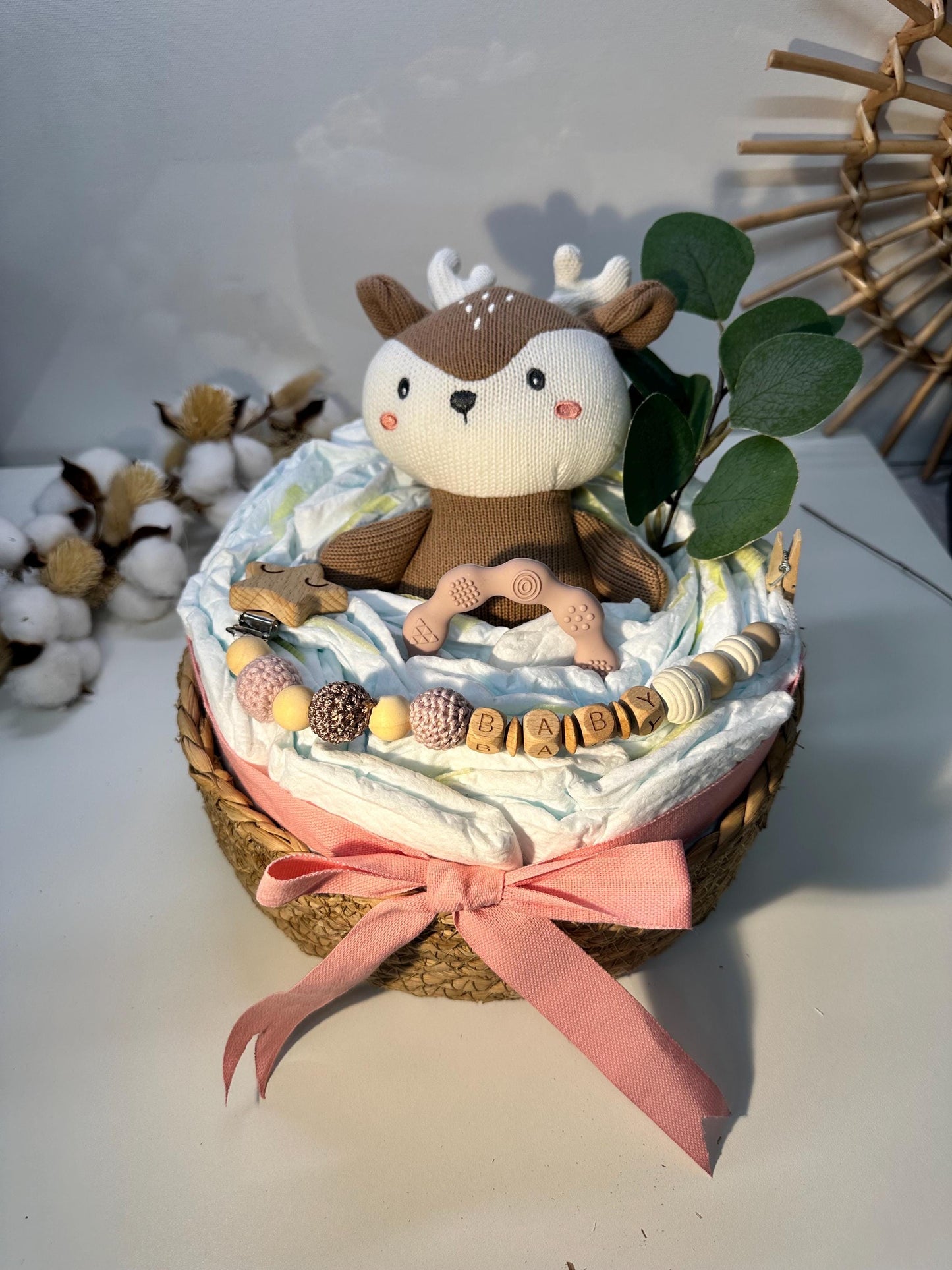 Baby Geschenkkorb Mädchen, Reh