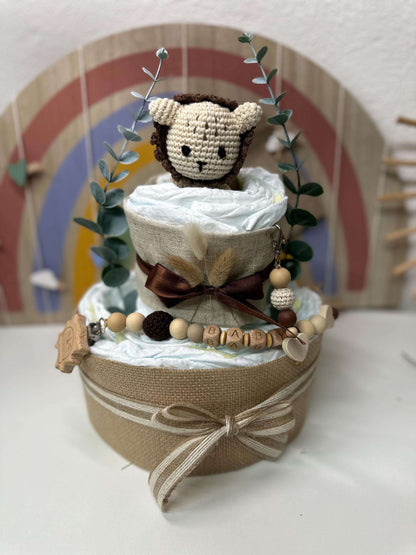 Windeltorte Mini – Personalisierte Babytorte in 5 Varianten für Mädchen, Jungen & Unisex - Small Lights Shop