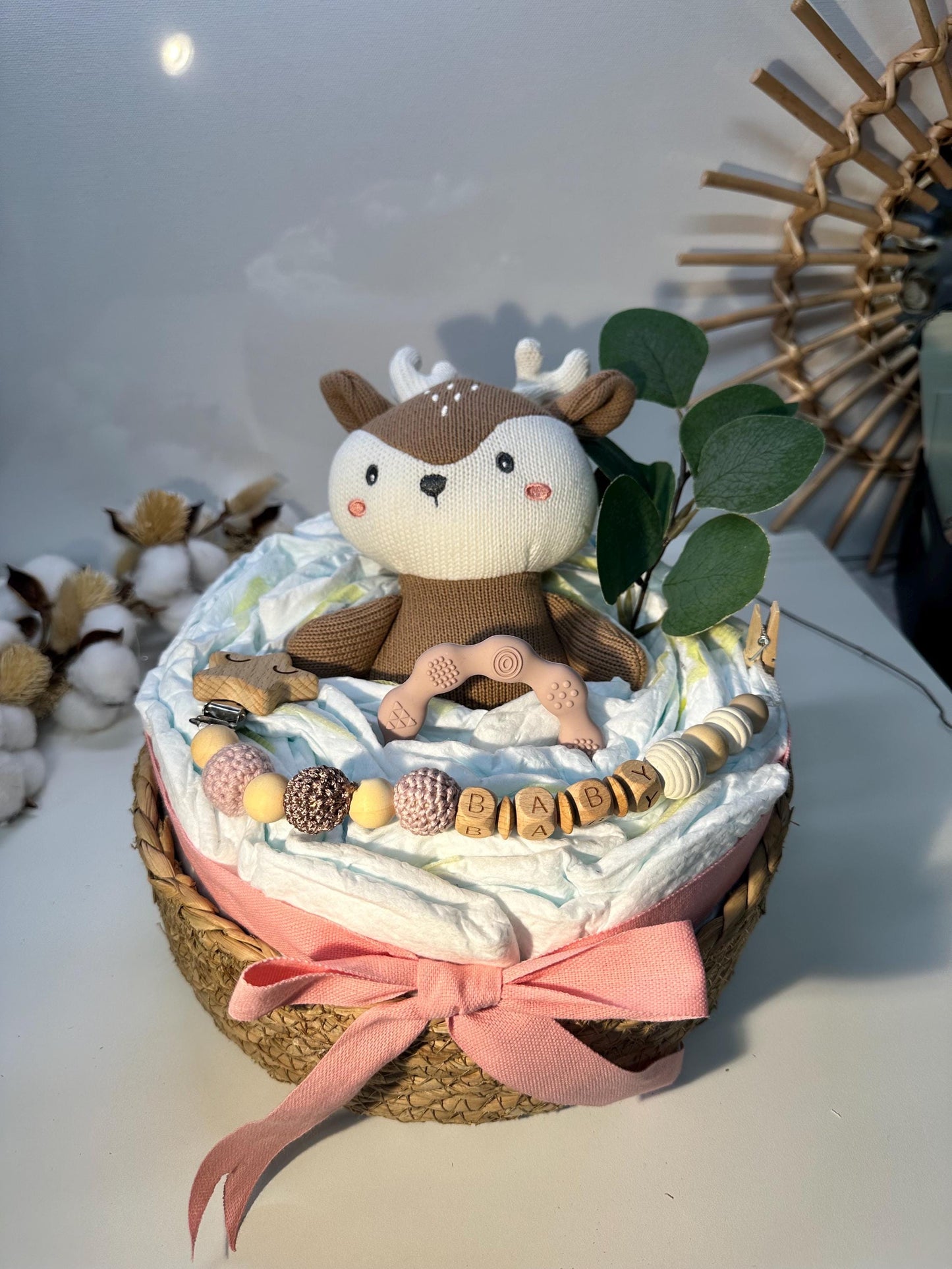 Baby Geschenkkorb Mädchen, Reh