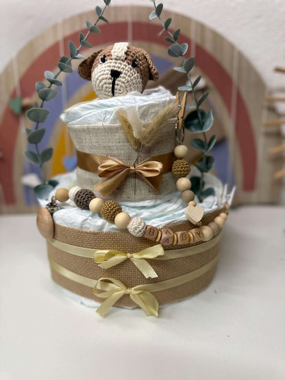 Windeltorte Mini – Personalisierte Babytorte in 5 Varianten für Mädchen, Jungen & Unisex - Small Lights Shop